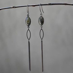 Long labradorite earrings